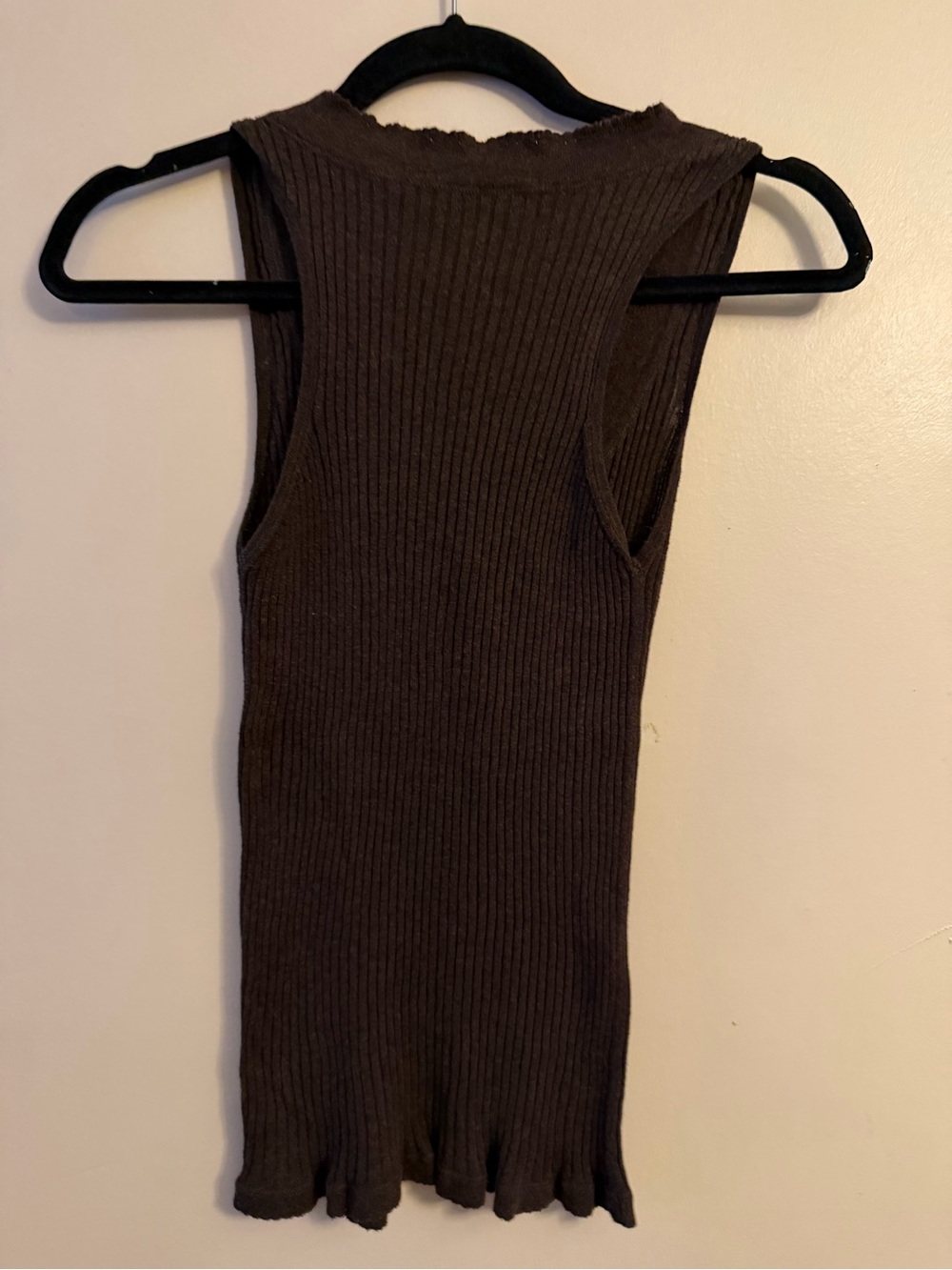 Moda International Women's Ribbed Button Tank in Brown - Picture 2 of 3